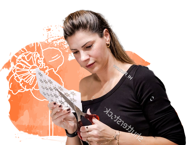 Teacher using scissors